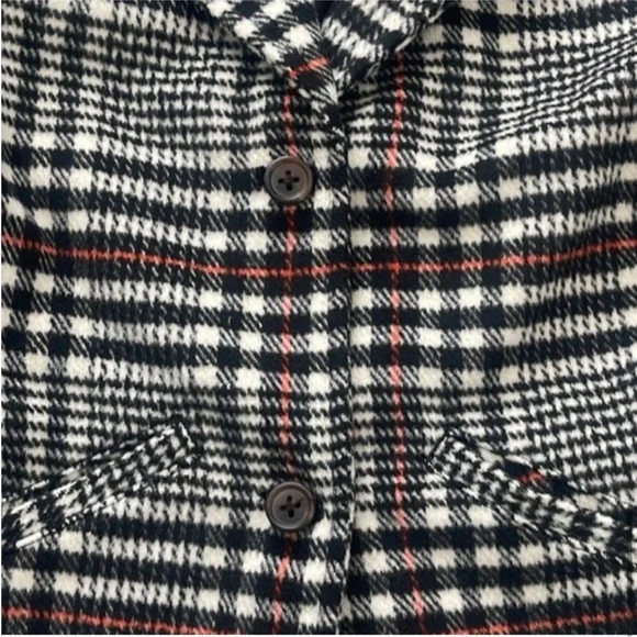 Old Navy Plaid Pea Coat Girls Black White Red Size 5T NWOT - Picture 6 of 8